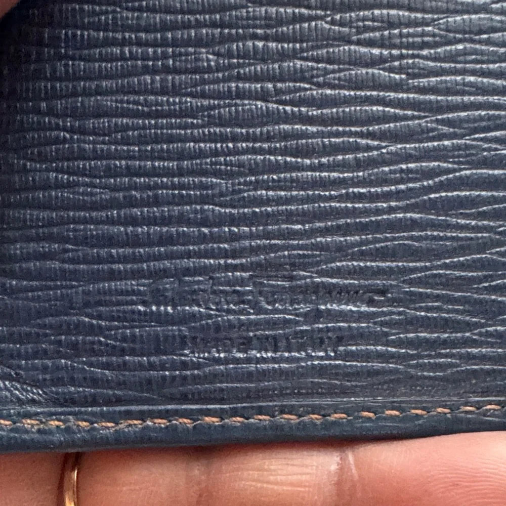 Salvatore Ferragamo Deep Navy Textured Leather Long Wallet